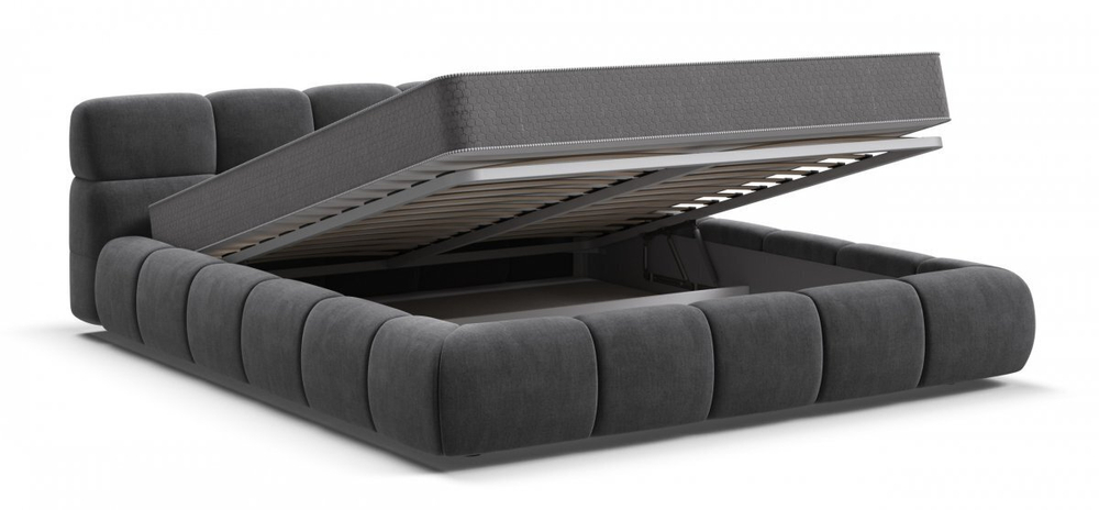 Босс Дрим Кровать+ПМ 160 Велюр Монолит серый