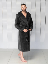 Халат мужской CODY с капюшоном Черный "Polens"