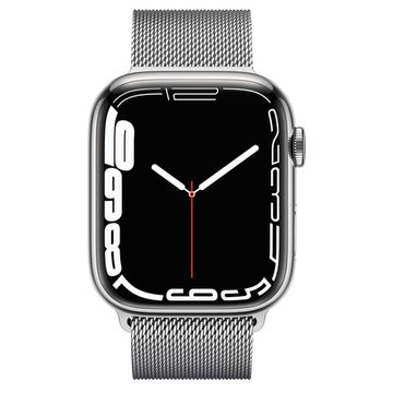 Apple Watch Series 7 (GPS + Cellular) Silver Stainless Steel Case with Silver Milanese Loop 45mm