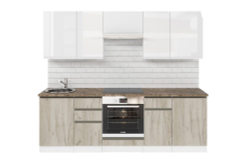 Кухонный гарнитур Антика базис 2400 мм (Белый глянец/Дуб браун, Аламбра темная)