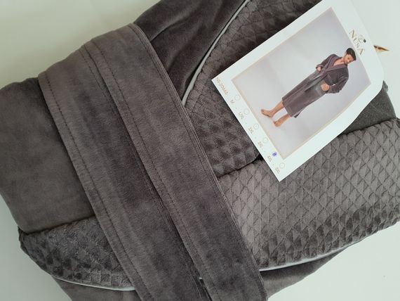 Халат мужской велюровый 20665 антрацит Nusa