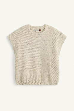 ZARA ВЯЗАНЫЙ ЖИЛЕТ СВОБОДНОГО КРОЯ ИЗ СМЕСИ ШЕРСТИ, ЭКРЮ