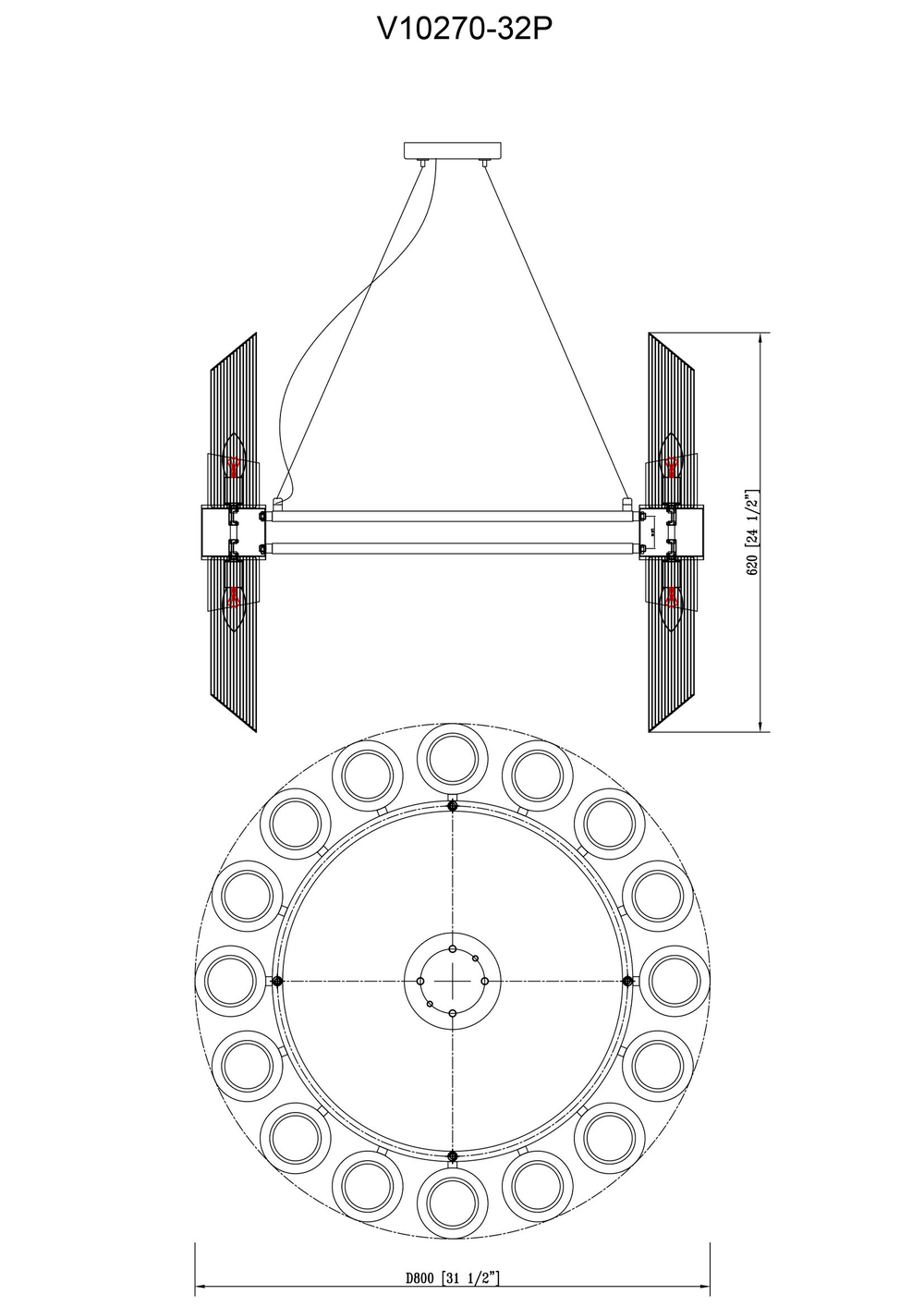 Люстра подвесная Moderli V10270-32P Strict