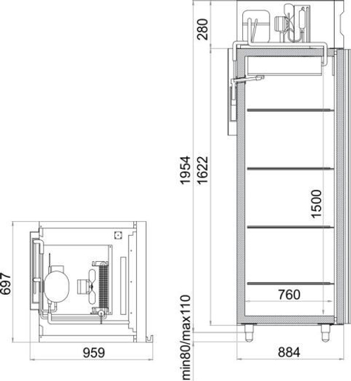 Холодильный шкаф Polair СB107-G (нерж)