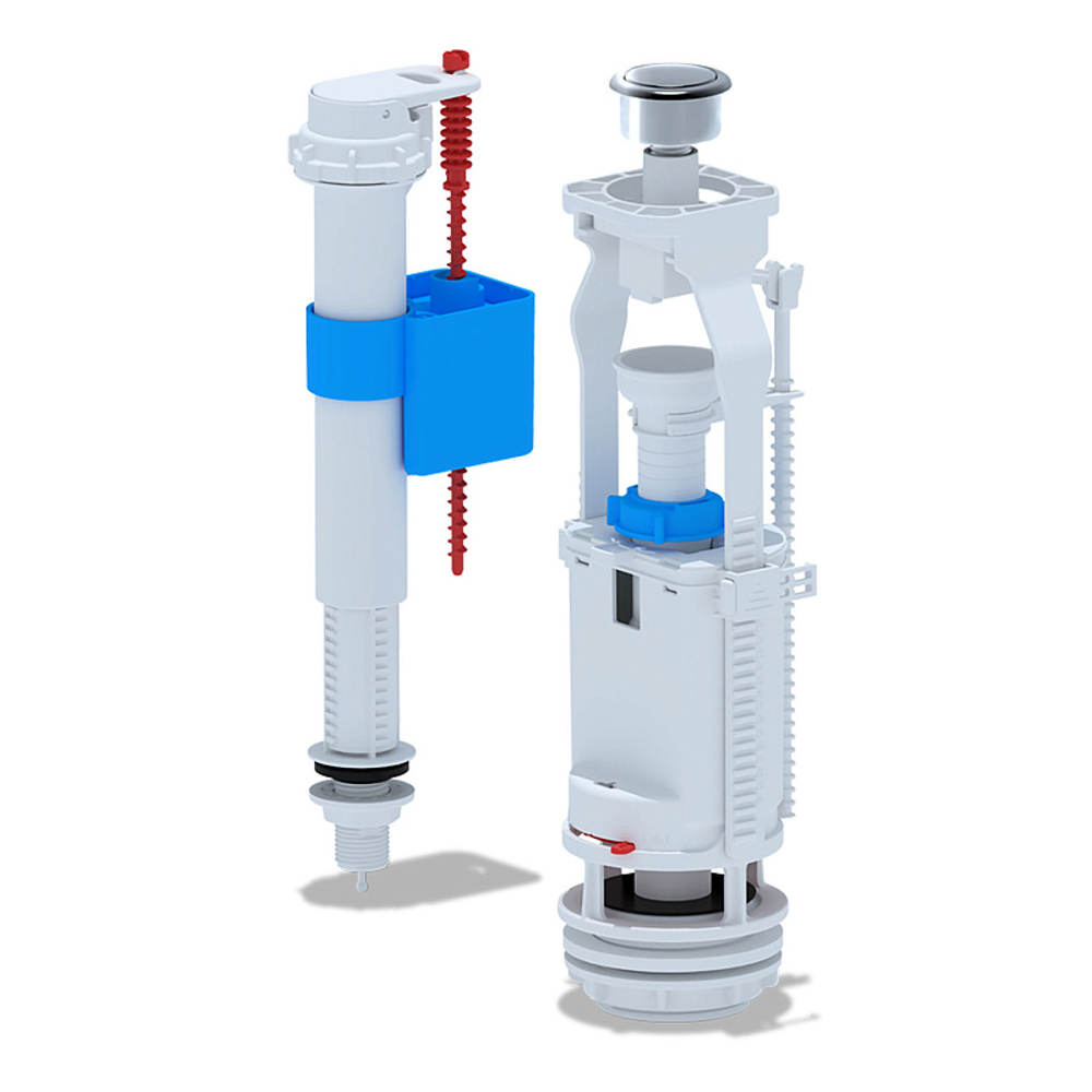 Набор с нижней подводкой Ани Пласт G1/2", с пластиковым штуцером кнопка хромированная (WC8510C)