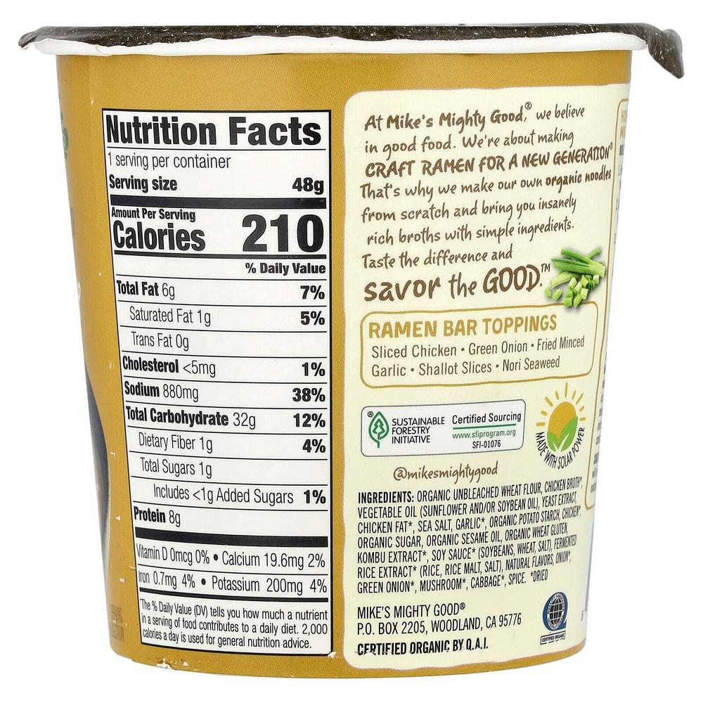 Mike's Mighty Good, Craft Ramen Cup, Куриный суп с раменом, 1,6 унции (48 г)