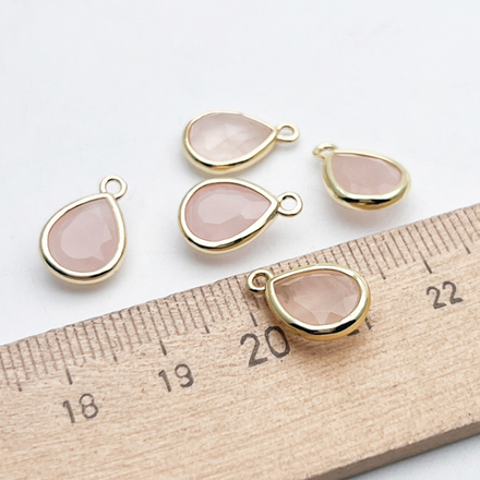Подвеска Капля, розовый кварц, цвет золото, размер около 14*9,5 мм, цена за 1 шт