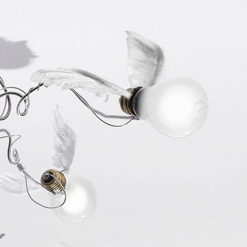 replica Ingo Maurer Birdie Chandelier with Red Cables