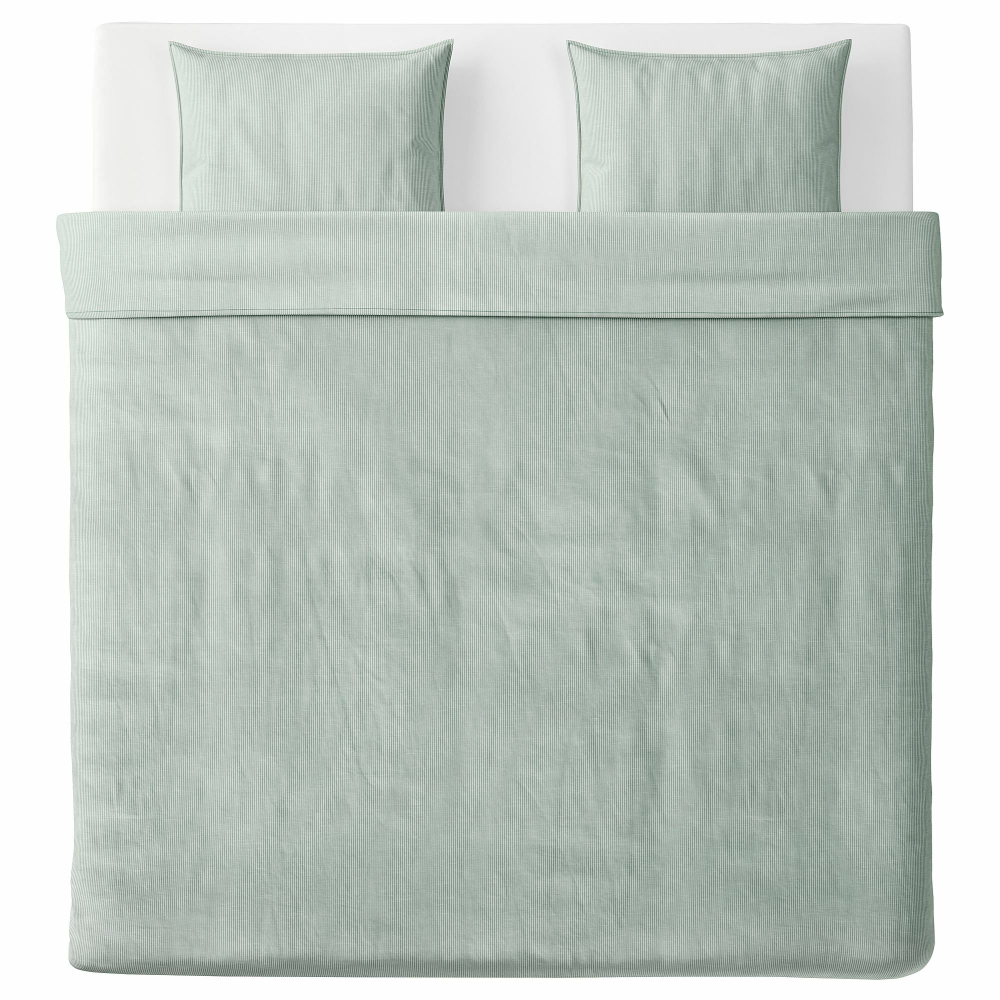 Комплект постельного белья IKEA BERGPALM (БЕРГПАЛМ), Двуспальный, Зеленый, 240x220, 50x80 см