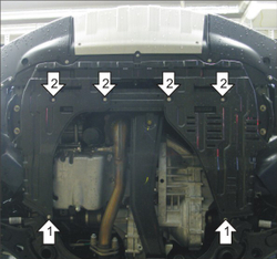 Защита картера Двигателя, КПП. 2 мм, Сталь. для Suzuki Sx4 2006-2009, Suzuki Sx4 2009-2013, FIAT Sedici 2006-2013 MOTODOR.00619