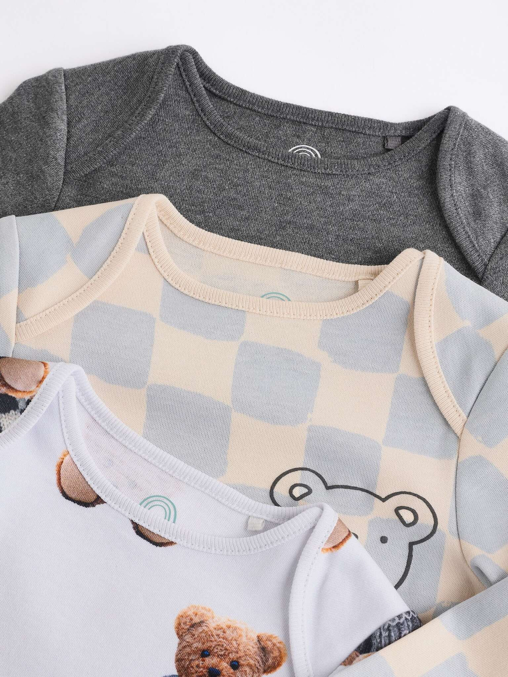 Боди с длинным рукавом для малышей Next B23-062, 3 шт., Серый, Голубой