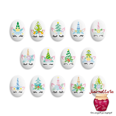 Сахарные фигурки Медальоны ЕДИНОРОЖКИ, 35*25 мм, 10 шт.