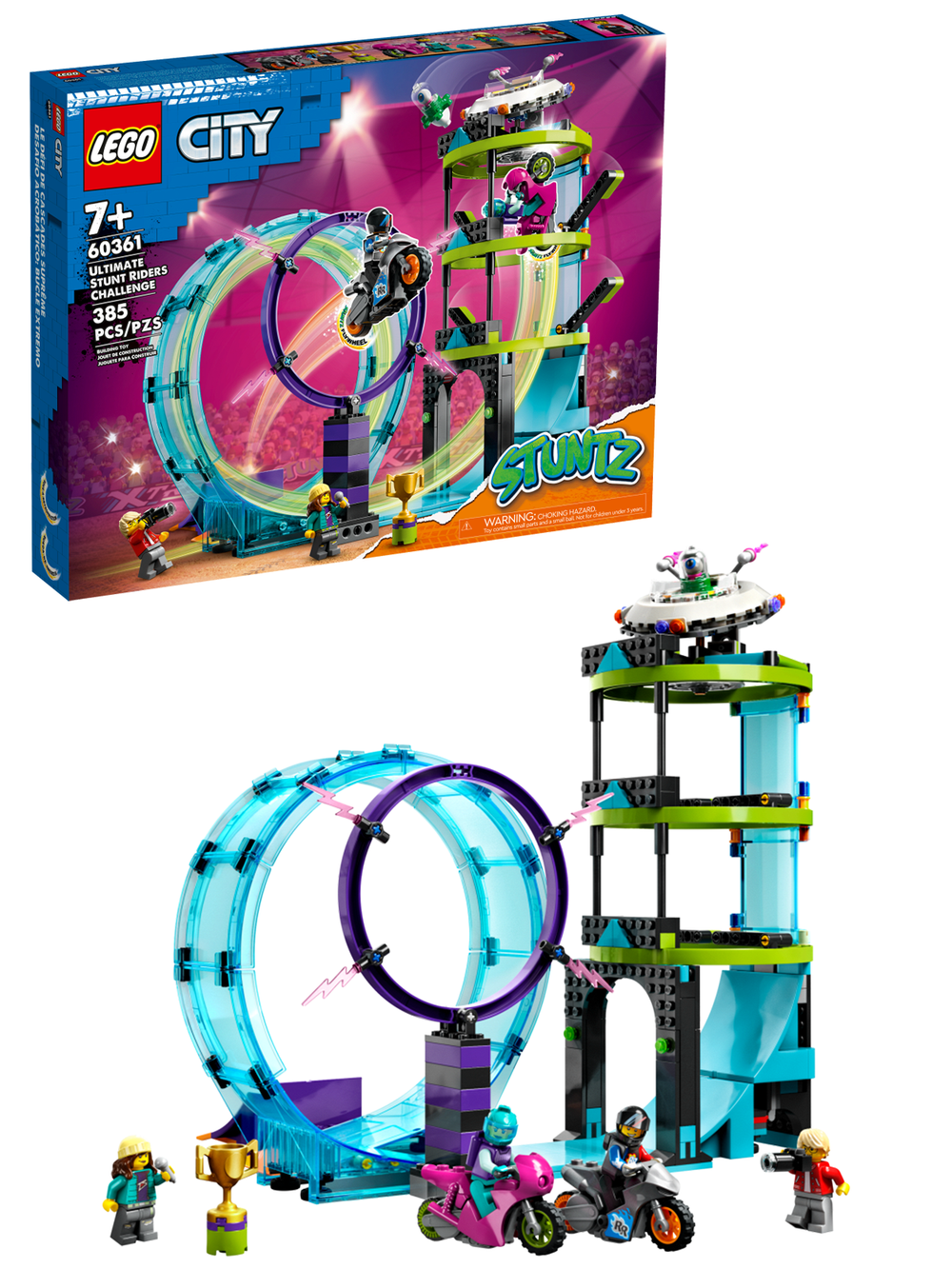 LEGO City 60361 лего Главное каскадерское испытание, набор для трюков с мотоциклом и рампами, оригинал LEGO