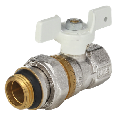 Кран шаровой латунь никель 1127 Standard Ду 15 Ру40 ВР/"американка" полнопроходной бабочка белая Aquasfera 1127-01