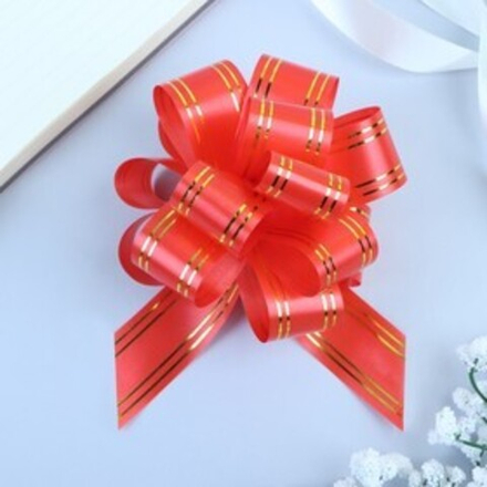 Бант-шар №3 "Золотые полосы" цвет красный