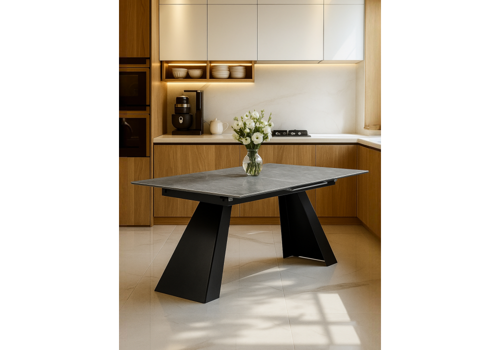 Керамический стол Woodville Стиг 180(230)Х90 baolai, черный, ножки черные