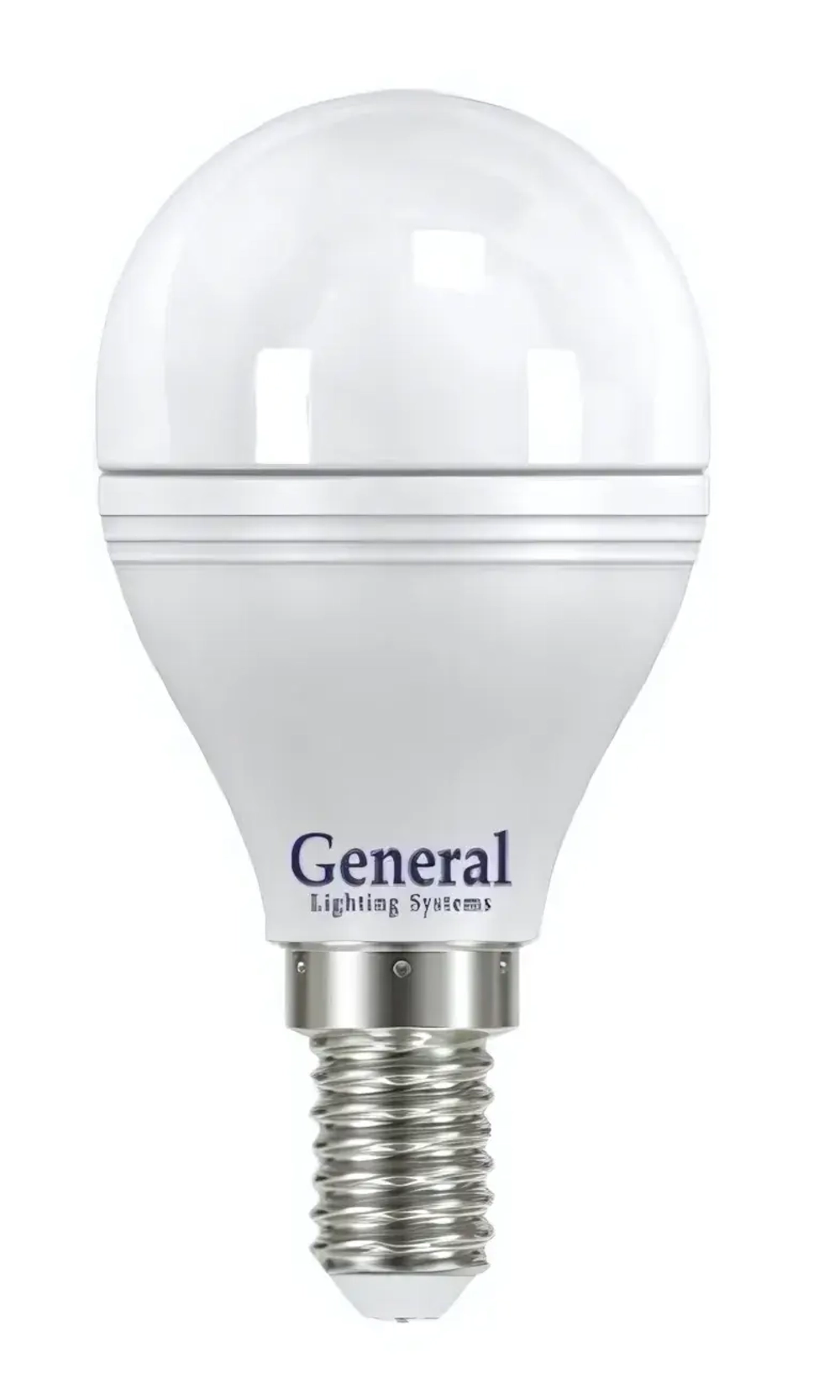 Лампа светодиодная GENERAL, Е27, 8Вт, G45 (шар), 220В, 750лм, 400К ( холодный белый)