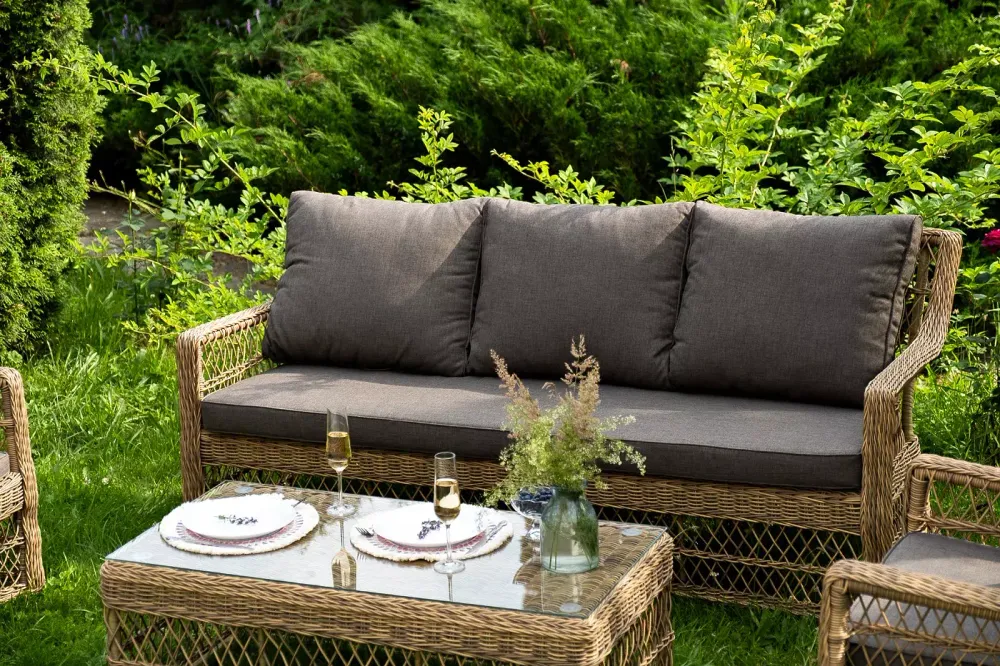 "Гранд Латте" лаунж-зона из искусственного ротанга, цвет соломенный