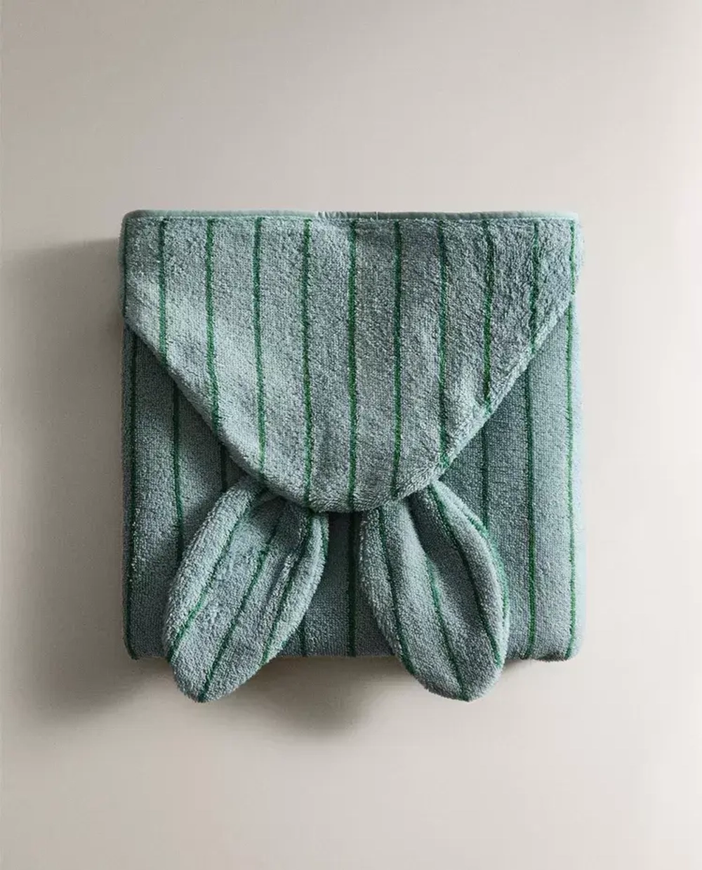 ZARA HOME ДЕТСКОЕ ПОЛОТЕНЦЕ С КАПЮШОНОМ В ПОЛОСКУ, СИНИЙ
