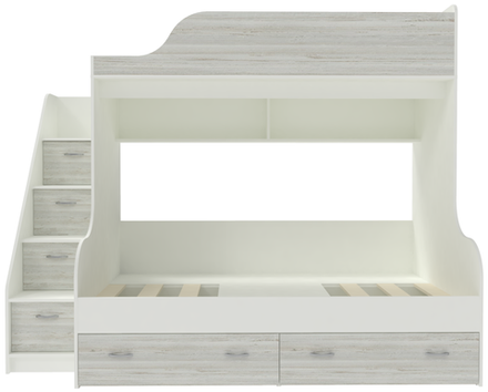 Двухъярусная кровать КарИВи Дуэт-15 с лестницей Комод КарИВиом Белый  Винтерберг