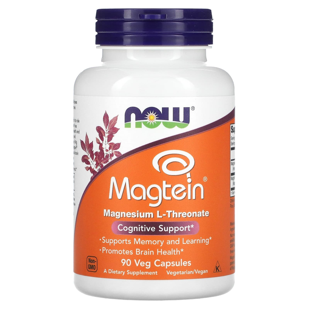 NOW Foods, Magtein®, L-треонат магния, 90 растительных капсул