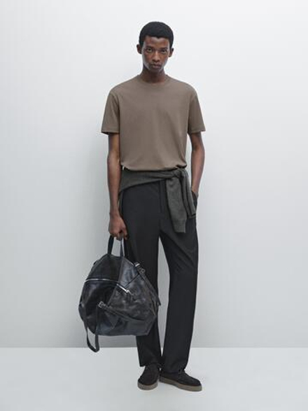 Massimo Dutti Хлопковая футболка-поло с короткими рукавами, жженый