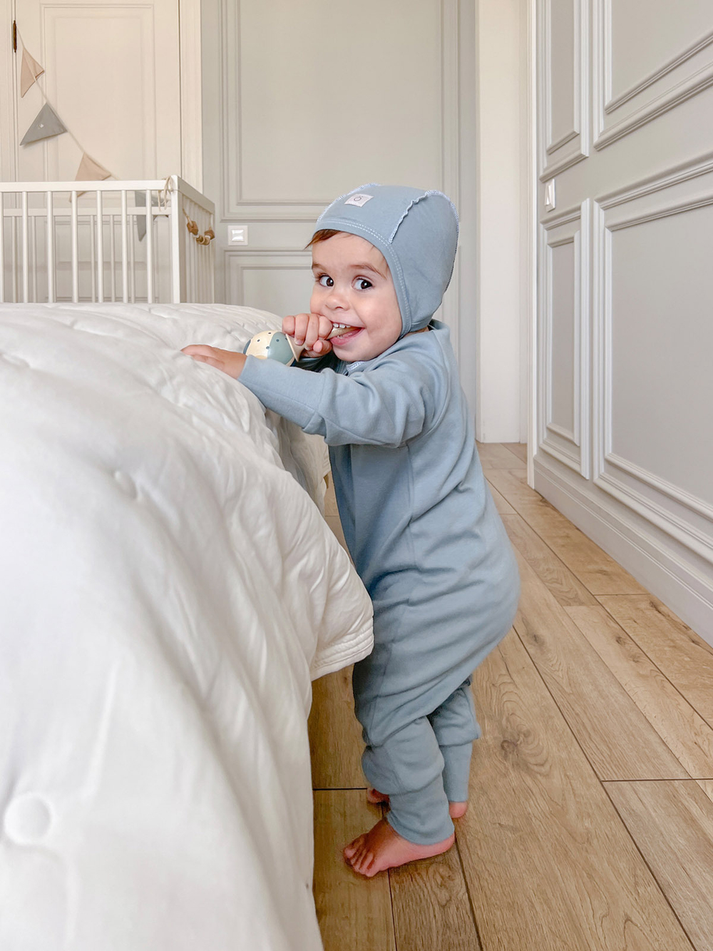 Комбинезон на манжетах Mjölk Sleep and Play Baby Blue, с рукавом реглан