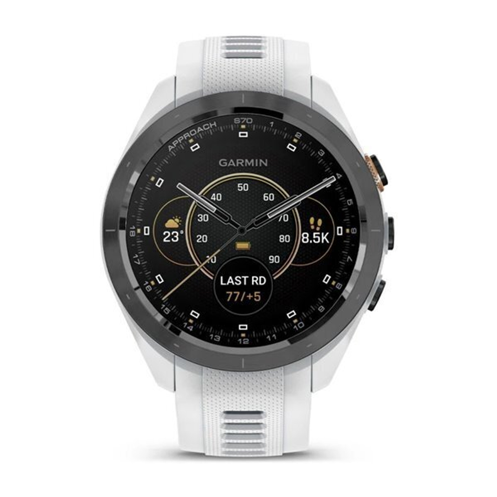 Умные часы Garmin Approach S70 (42 мм) с черным керамическим безелем и белым ремешком