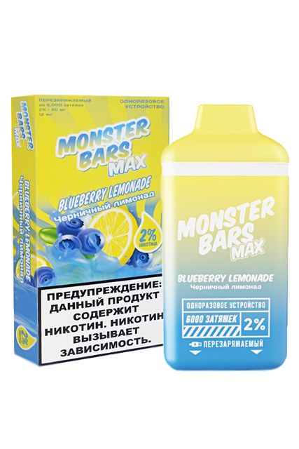 Одноразовый Pod Monster Bars MAX - Blueberry Lemonade (6000 затяжек)