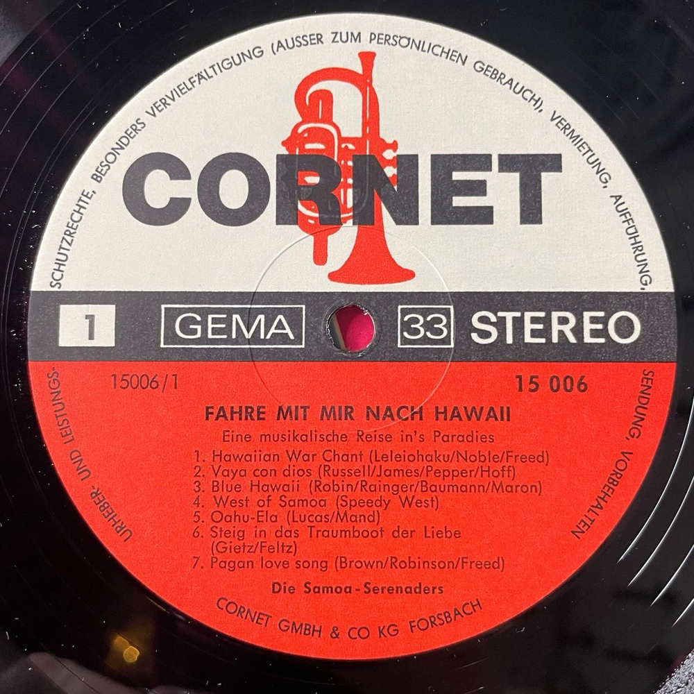 Винтажная виниловая пластинка LP Die Samoa Serenaders Fahre Mit Mir Nach Hawaii (Eine Musikalische Reise In's Paradies) (Germany 1966)