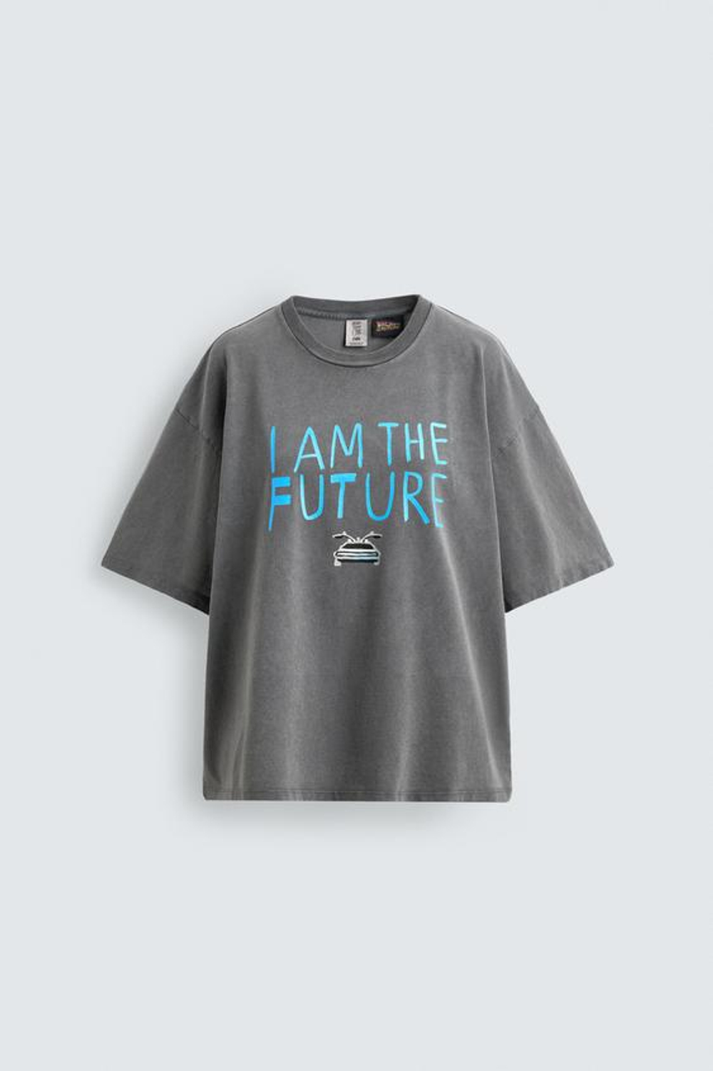 ZARA X DYLAN´S T-SHIRT CLUB ФУТБОЛКА С ИЛЛЮСТРАЦИЕЙ BACK TO THE FUTURE© UCS LLC AND AMBLIN, СЕРЫЙ