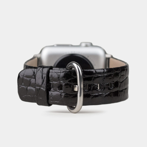 Ремешок для Apple Watch 42/44mm Classic из лаковой кожи аллигатора цвета черный