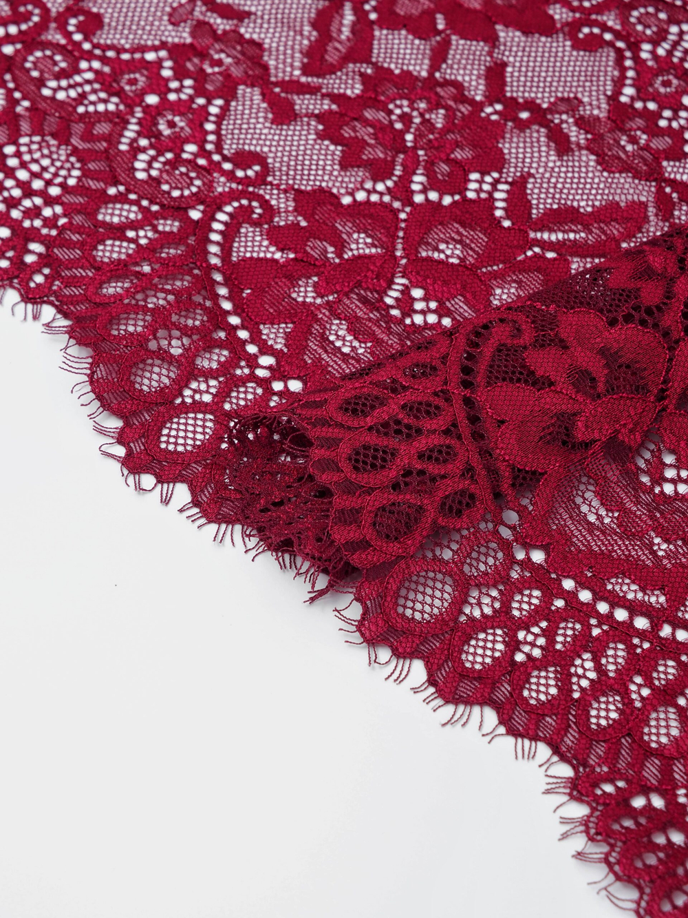Кружево шантильи гранат эластичное ширина 22 см
