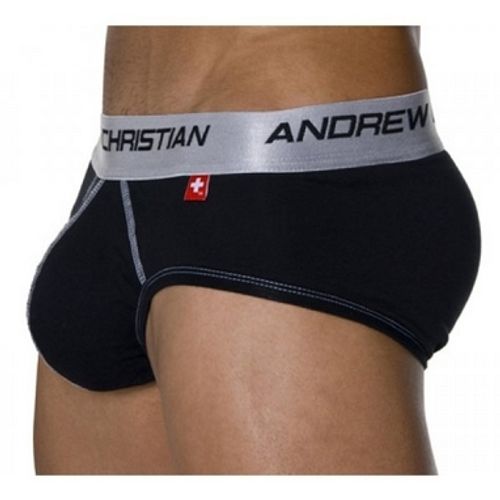 Мужские трусы брифы черные с пуш-ап Andrew Christian Black Shock Jock Brief