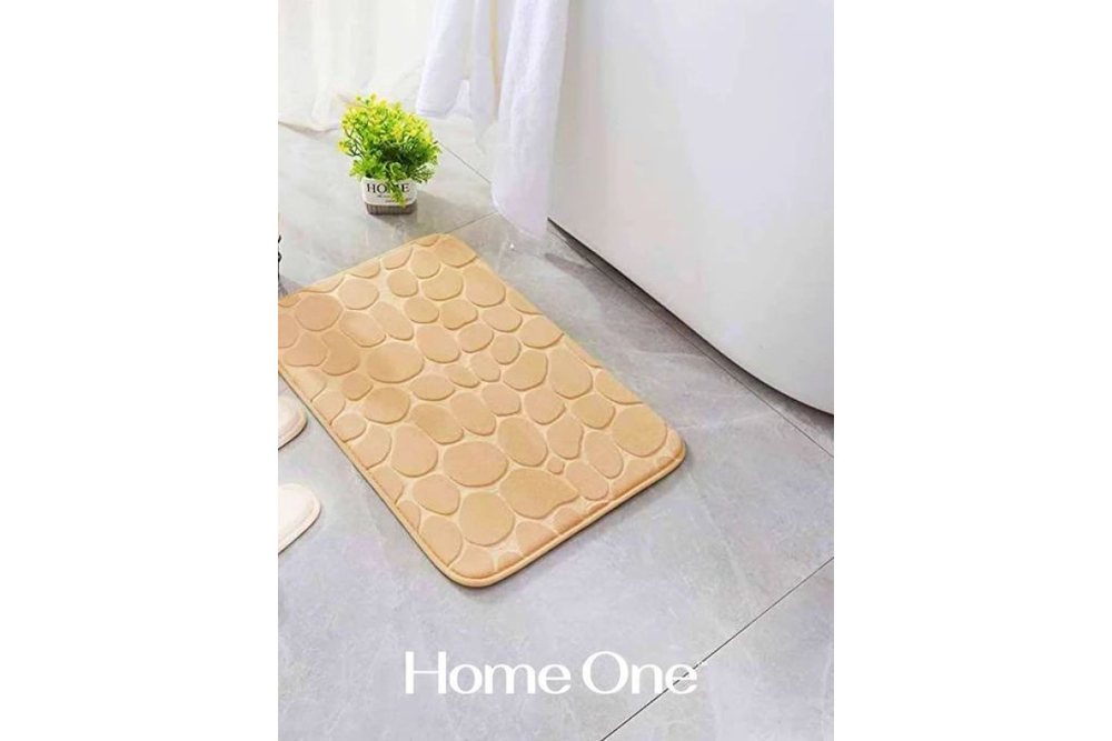 Набор ковриков для ванной и туалета с эффектом памяти Home One рельефный 50х80, 50х60 U-shape, бежевый
