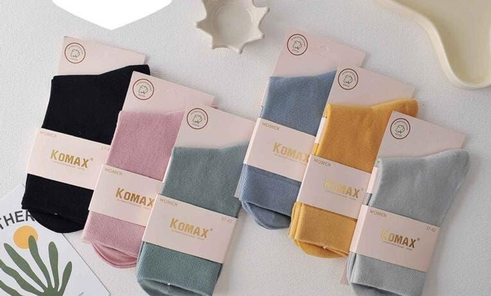 Носки женские "KOMAX" антибактериальные с медицинской резинкой, премиум-хлопок - набор