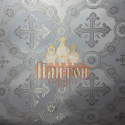 Парча "Гуслица" белая с серебром