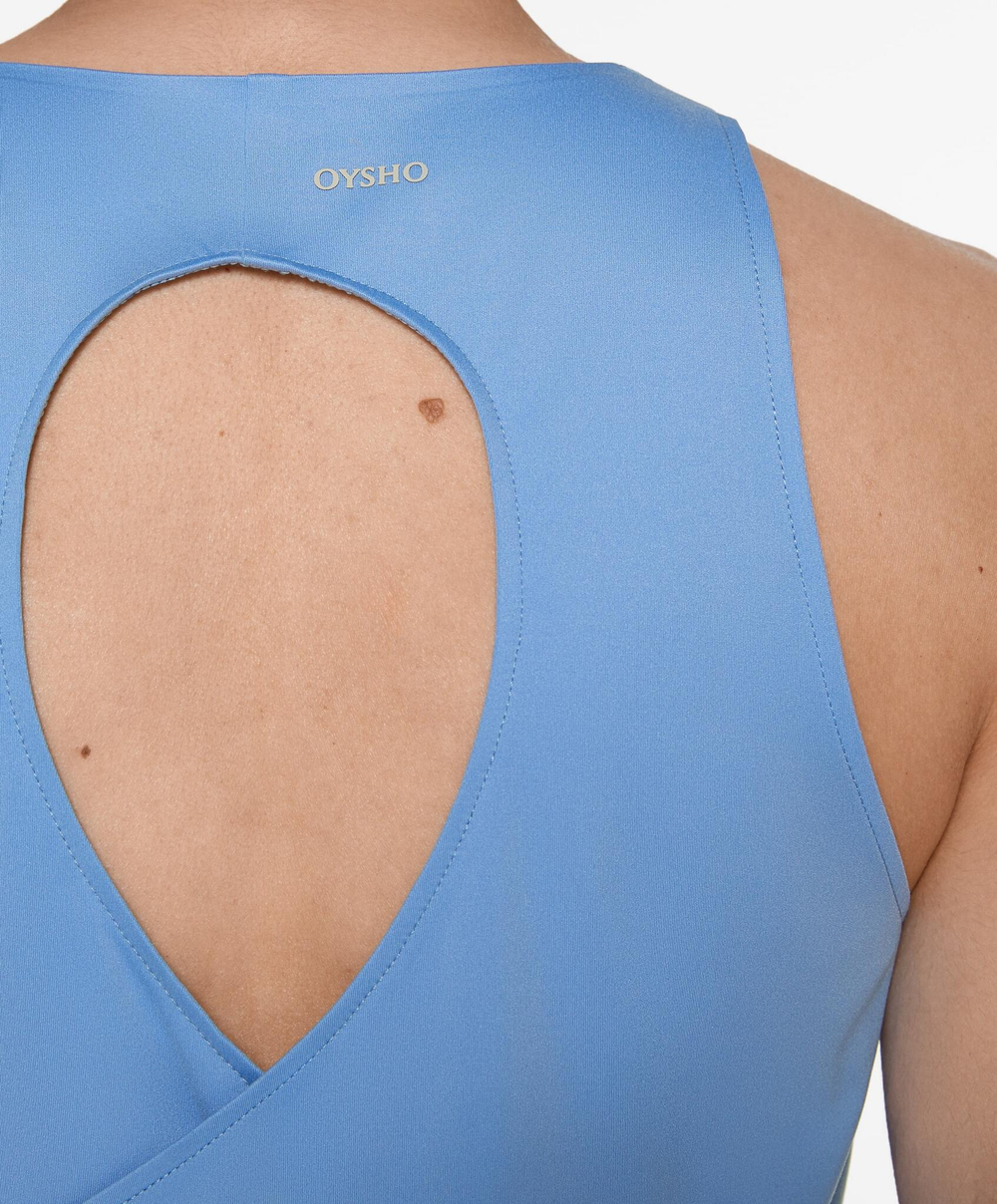 Oysho Футболка комфортлюкс с перекрестной спиной, синий