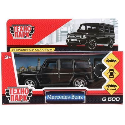 Модель ин. мет. "Mercedes-Benz G-class" 12см, двери, багажн, черный, коробка G-СLASS-BE (Технопарк)