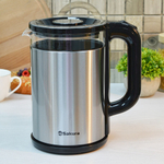 Чайник электрический 1,8л SA-2742MS стеклянный, с подсветкой, стальной металлик