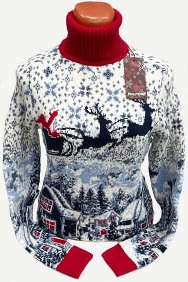 Pulltonic женский из шерсти и кашемира "Рождество в деревне" Размеры (42-50). LADY