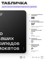 Табличка Место для велосипедов и самокатов, для многоквартирного жилого дома, серия СОСЕДИ SIMPLE, 18х18 см, пластиковая, Айдентика Технолоджи