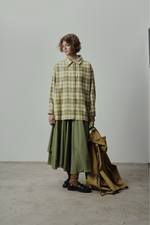 Юбка асимметричная двухслойная из пыльно-зеленого батиста