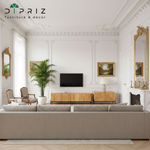 Тумба под телевизор, 180х42х51, Грувс, напольная, для прихожей и спальни, деревянная, с резными дубовыми фасадами, дуб, Dipriz