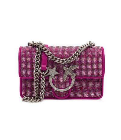 Кожаная сумка через плечо LOVE ONE MINI DC FULL STRASS Pinko - розовый(100074 A17Z)