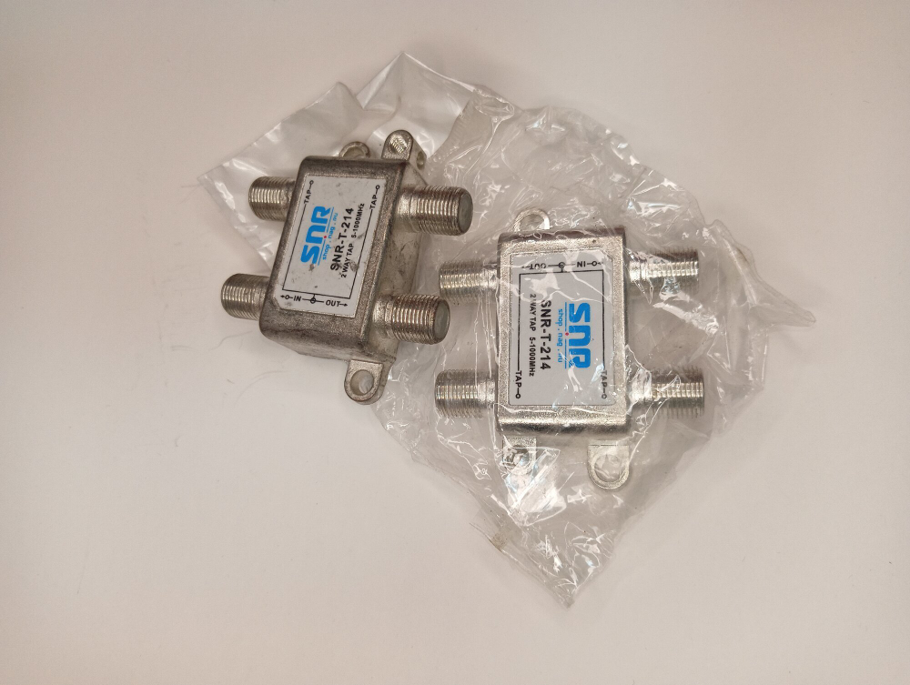 Ответвитель абонентский SNR-T-214 на 2 отвода, вносимое затухание IN-TAP 14dB.