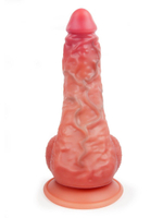 Телесный силиконовый фаллоимитатор на присоске - 24 см.