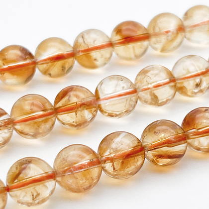 "Цитрин" бусины (кварц), диаметр около 9,6-9,7 мм, цена за 10 шт (1/4 нити)