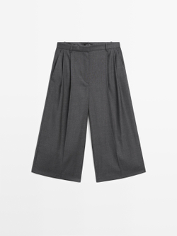 Massimo Dutti Длинные шерстяные бермуды с вытачками, серый