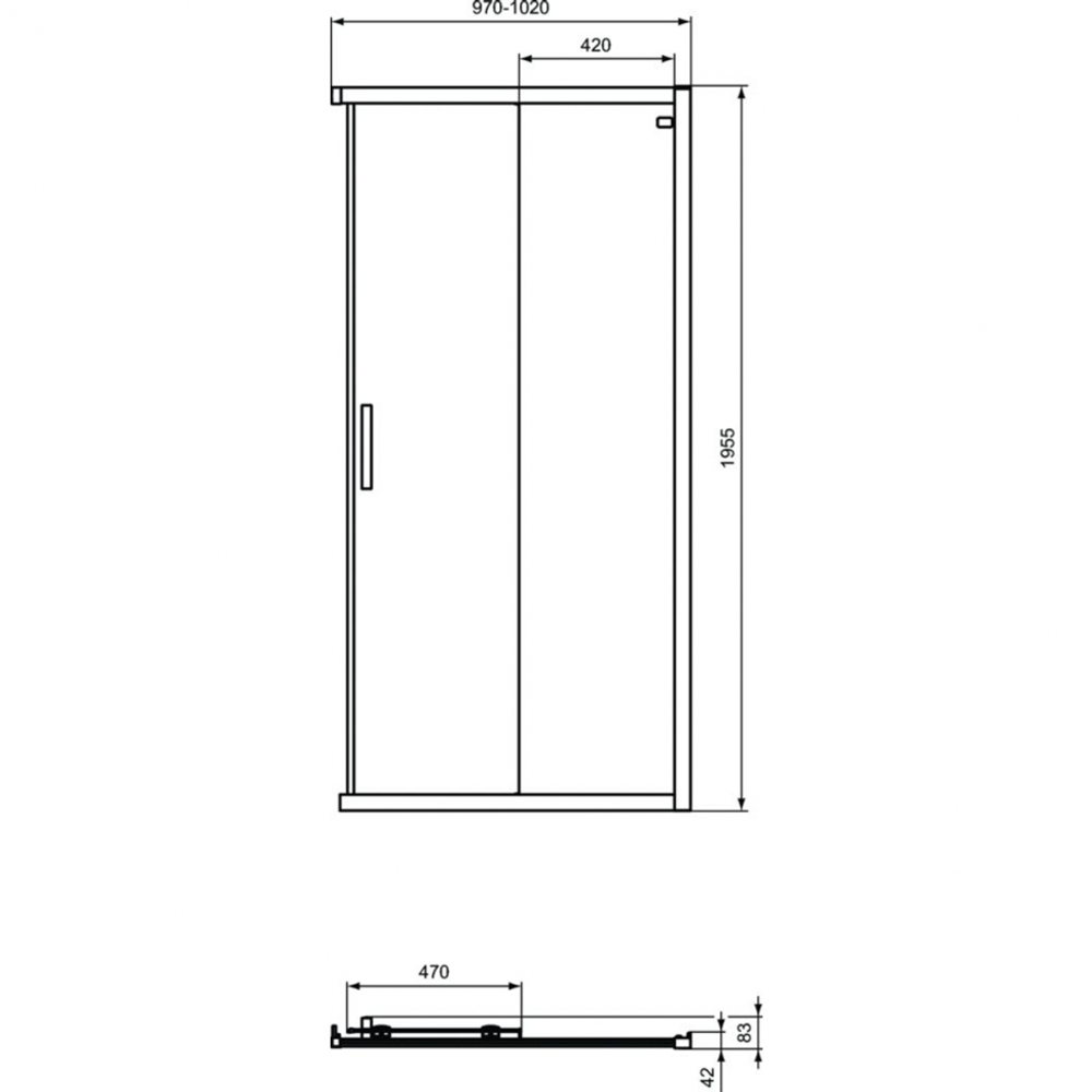 Реверсивная панель-дверь 100 см Ideal Standard CONNECT 2 Corner Square/Rectangular K9262V3